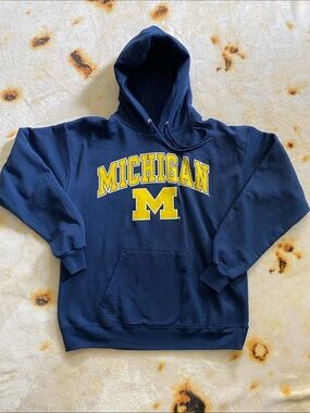 University of Michigan Navy Pullover Hooded Sweatshirt, Unisex M